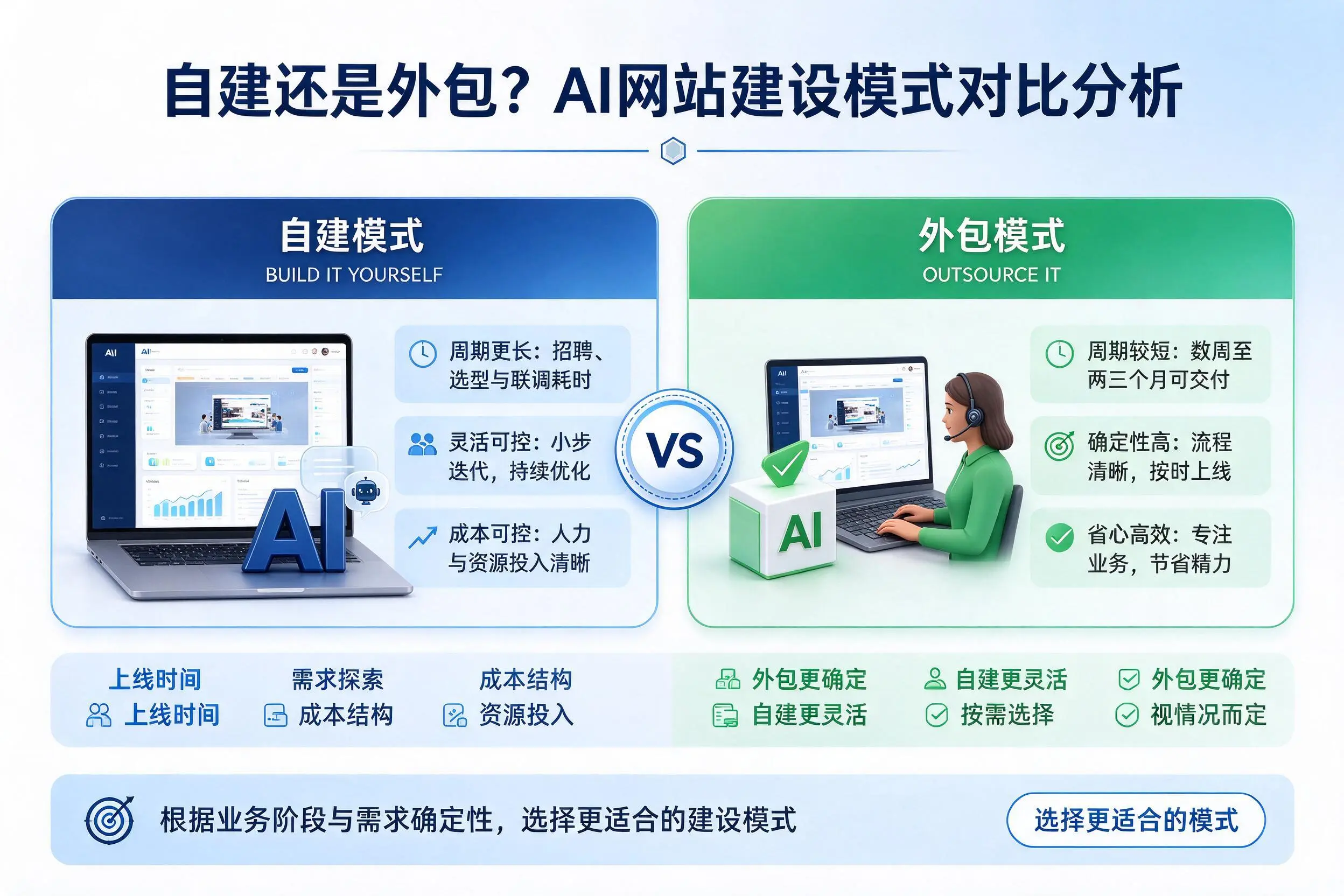 自建还是外包？长春AI网站建设模式对比分析